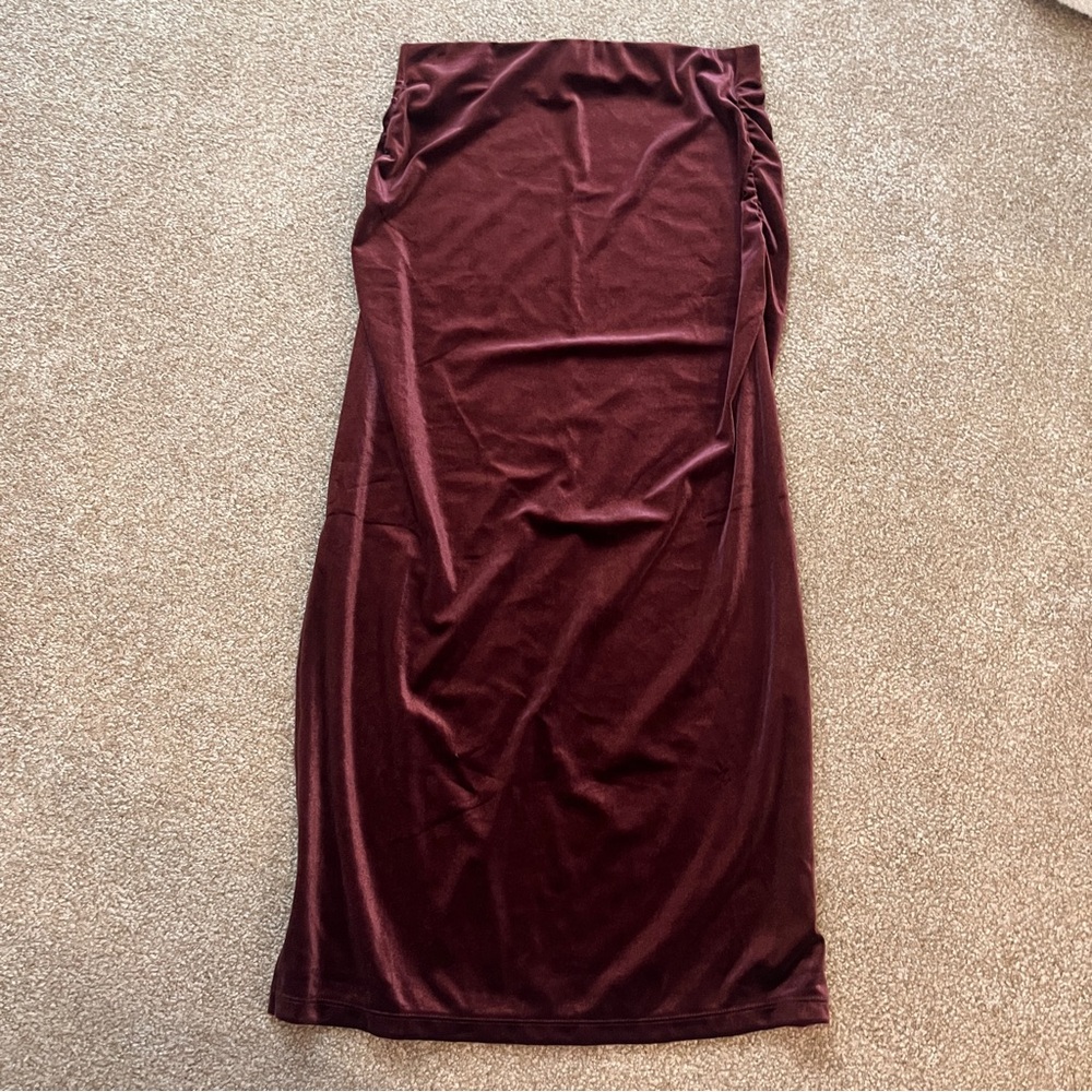 NWOT Burgundy Velvet Skirt